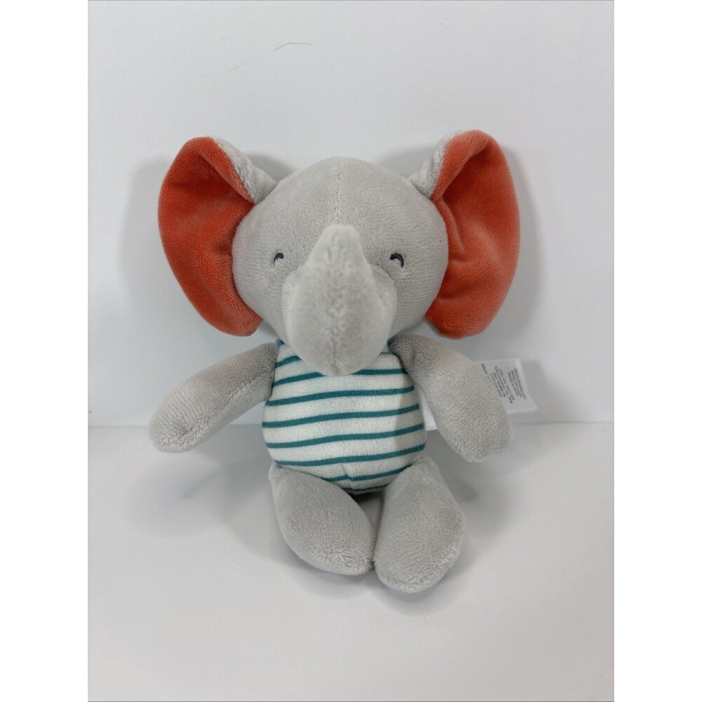 Carters Striped Elephant Plush Small Lovey Rattle Stuffed Animal Baby Toy Cute